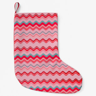 Pink Blue Wavy Zigzag Pattern Small Christmas Stocking