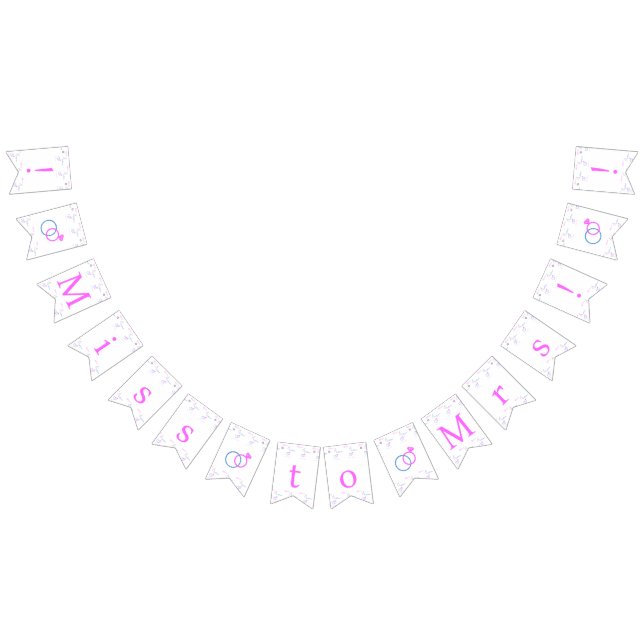 Pink, Blue Wedding Rings Miss to Mrs Bridal Shower Bunting (All)