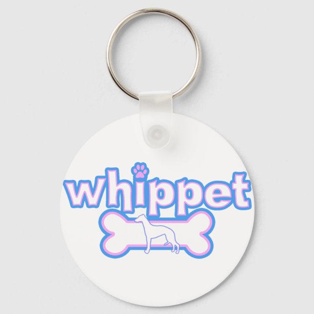 Pink & Blue Whippet Keychain (Front)