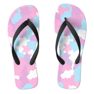 Pink Blue White Camo Abstract Flip Flops