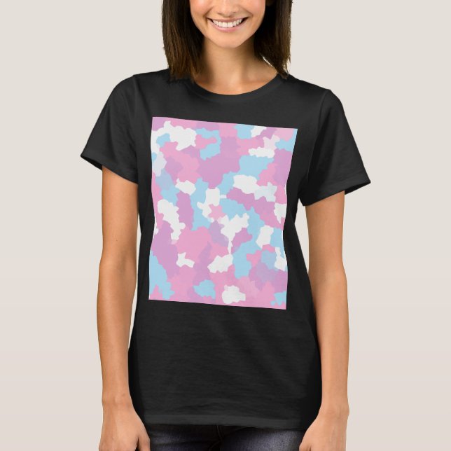 Pink Blue White Camo Abstract T-Shirt (Front)