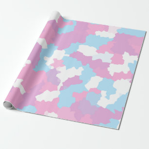 Pink Blue White Camo Abstract Wrapping Paper