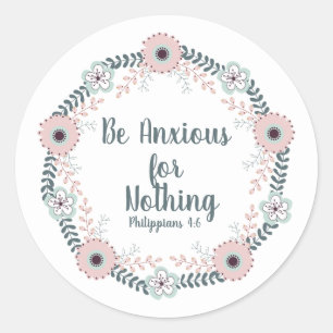 Pink Blue White Floral Christian Bible Verse Classic Round Sticker