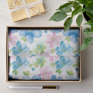 Pink Blue White Plaid Stripes Floral Birthday Tissue Paper