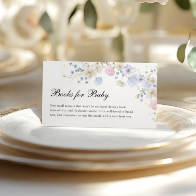 Pink Blue Wildflower Gender Reveal Books for Baby Enclosure Card (Creator Uploaded)