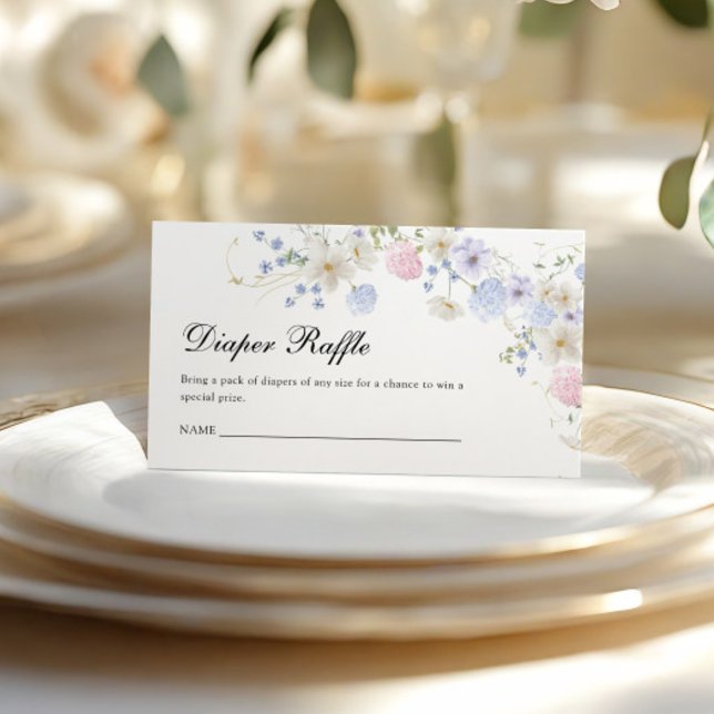 Pink & Blue Wildflower Gender Reveal Diaper Raffle Enclosure Card (Creator Uploaded)