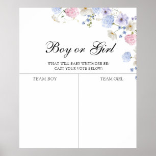 Pink & Blue Wildflower Gender Reveal Prediction Poster