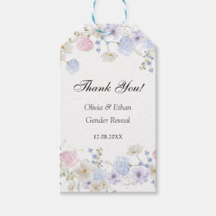 Pink & Blue Wildflower Gender Reveal Thank You Gift Tags