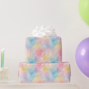 Pink Blue Yellow Abstract Whimsical Birthday Wrapping Paper