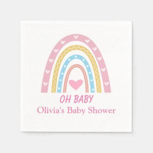 Pink Blue Yellow Boho Rainbow Oh Baby Shower  Napkin