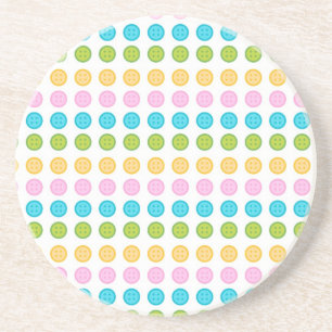 Pink blue yellow button pattern accessories trendy coaster