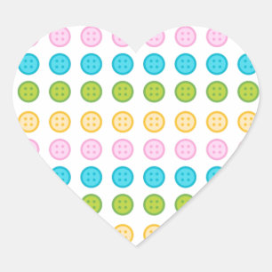 Pink blue yellow button pattern accessories trendy heart sticker