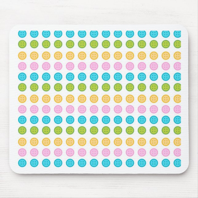 Pink blue yellow button pattern accessories trendy mouse mat (Front)
