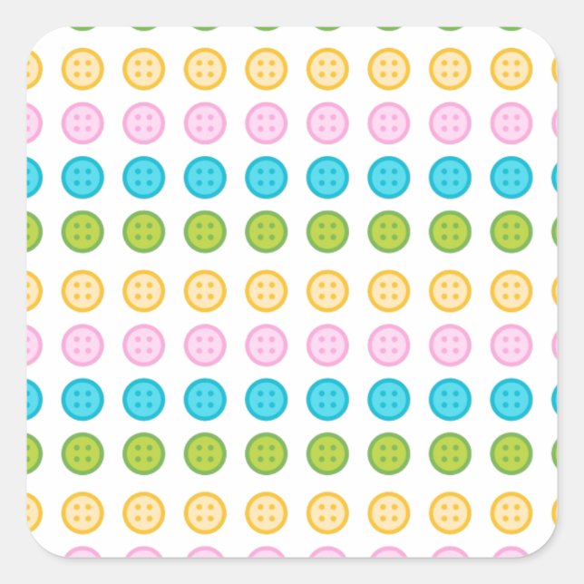 Pink blue yellow button pattern accessories trendy square sticker (Front)