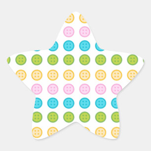 Pink blue yellow button pattern accessories trendy star sticker