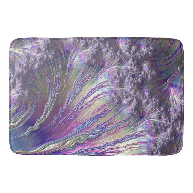 Pink Blue Yellow Frax Abstract Fine Fractal Art Bath Mat (Front)
