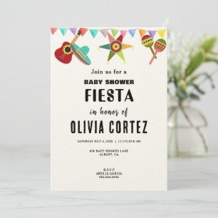 Pink Blue Yellow Mexican Fiesta Baby Shower  Invitation