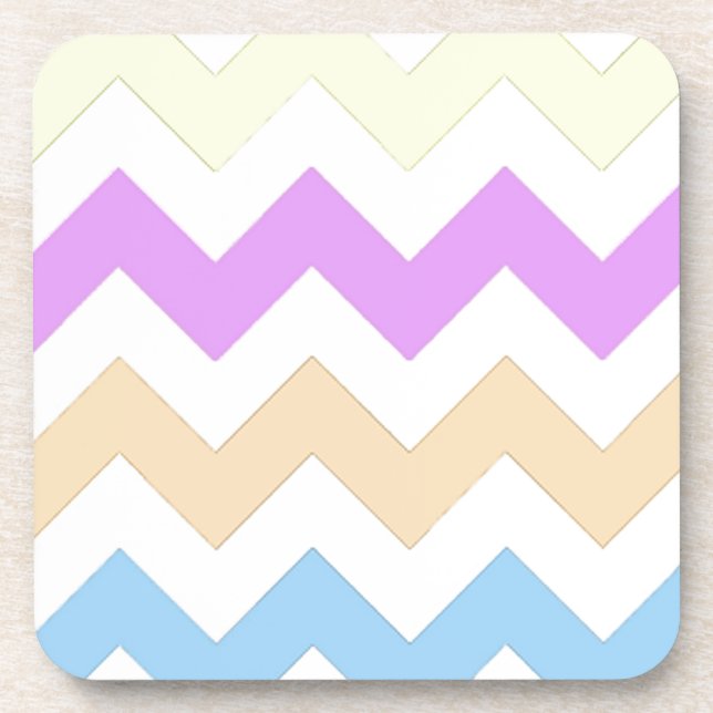 pink, blue, yellow pastel colour zigzag strips coaster (Front)