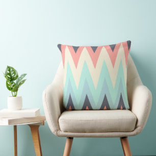 pink, blue, yellow, peach and yellow chevron Patte Cushion