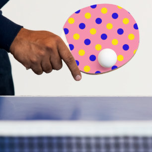 Pink Blue Yellow Polka Dots Design Ping Pong Paddle