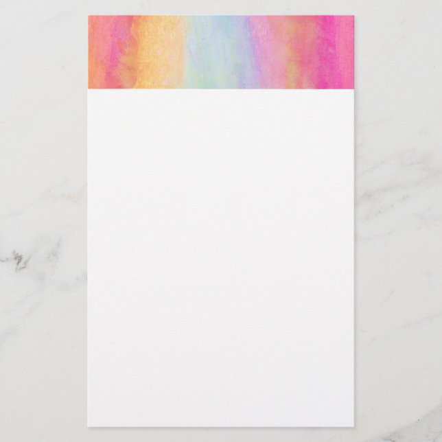 Pink Blue Yellow Rainbow Abstract Stripes Stationery (Front)