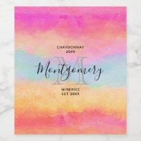 Pink Blue Yellow Rainbow Stripes Wine Making