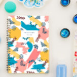 Pink Blue Yellow Shapes Pattern Notebook<br><div class="desc">Modern and fun notebook with a whimsically drawn pattern of shapes and figures in blue,  pink,  yellow,  and white. Personalise with your own text on the cover,  like your name or the purpose of the notebook.</div>