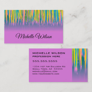 Pink Blue Yellow Watercolor Paint Business Card