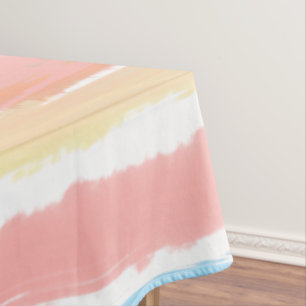 Pink Blue Yellow Watercolor Stripes 60" x 104" Tablecloth