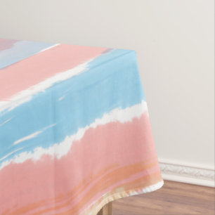 Pink Blue Yellow Watercolor Stripes 60" x 84" Tablecloth