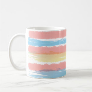 Pink Blue Yellow Watercolor Stripes Coffee Mug