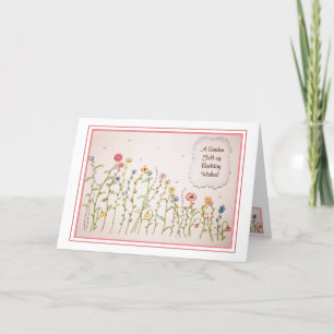 Pink Blue Yellow Wildflower Birthday Card
