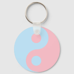 Pink Blue Yin Yang Key Ring
