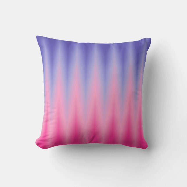 Pink Blue ZigZag Ikat Print Cushion (Front)