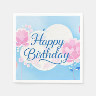 Pink bluebirthday luxurious elegant extravagant napkin