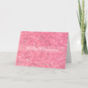 Pink Blur Glitter Merry Christmas Holiday Card