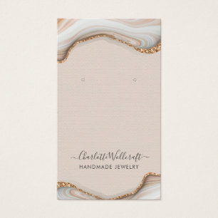 Pink Blush Agate Marble Geode Earring Display Card