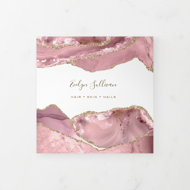 Pink Blush Agate Trifold Brochure (Cover)