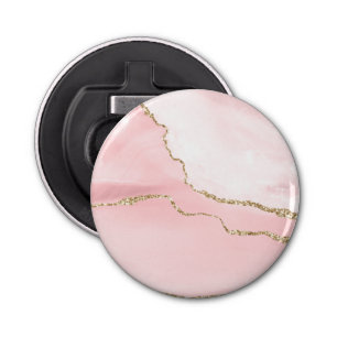 Pink Blush Agate with Gold Ribbon Elegant Bottle Opener