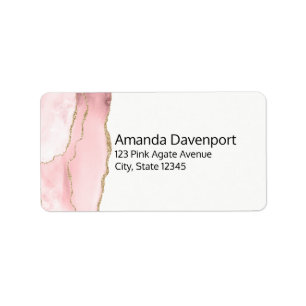 Pink Blush Agate with Gold Ribbon Elegant Label
