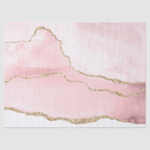 Pink Blush Agate with Gold Ribbon Elegant Tissue Paper