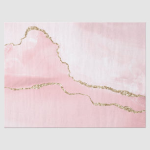 Pink Blush Agate with Gold Ribbon Elegant Tissue Paper