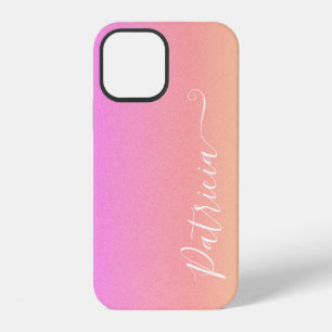 Pink Blush Airbrush Background Customised Name iPhone 12 Case