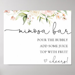 Pink Blush and Greenery Mimosa Bar Drink Sign