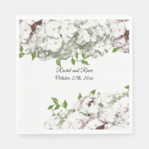 Pink Blush and White Floral Wedding Paper Napkins