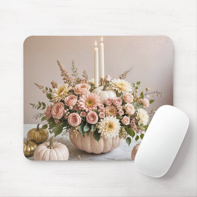 Pink Blush Autumn Arrangement Mouse Mat (With Mouse)