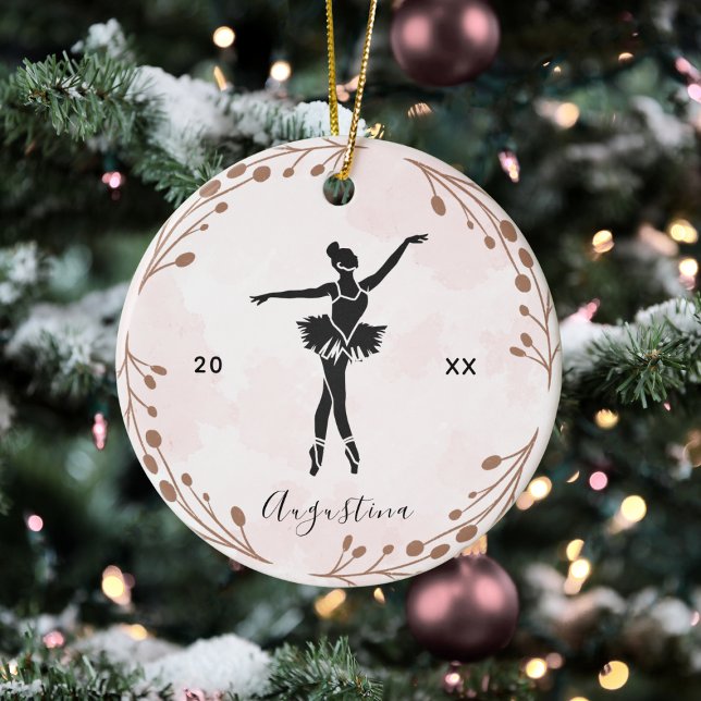 Pink Blush Ballet Dancer Ballerina Name & Year Ceramic Tree Decoration (Creator Uploaded)