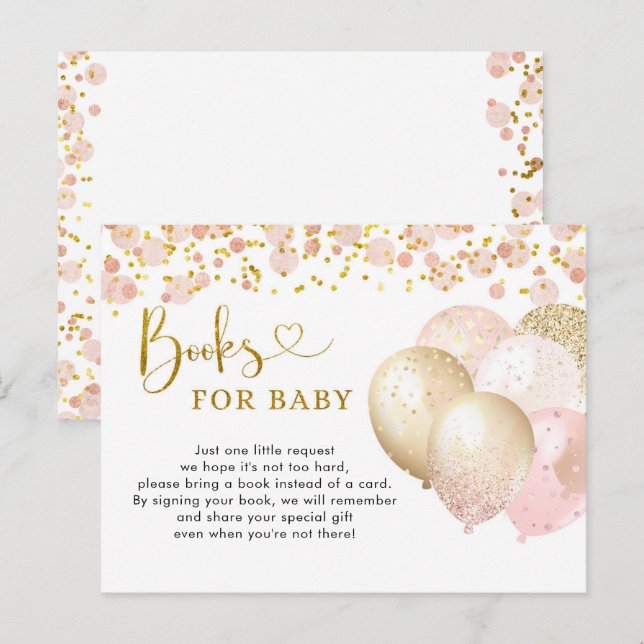 Pink Blush Balloon Baby Shower Books for Baby Invitation Postcard (Front/Back)