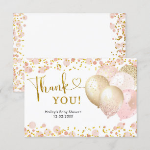 Pink Blush Balloon Baby Shower Thank You Card