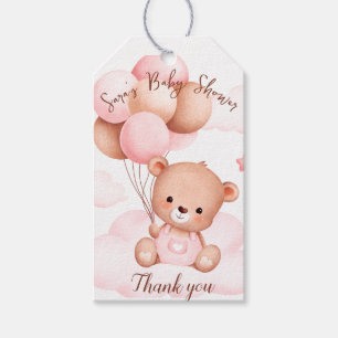 Pink Blush Bear Baby shower Thank you Gift Tags